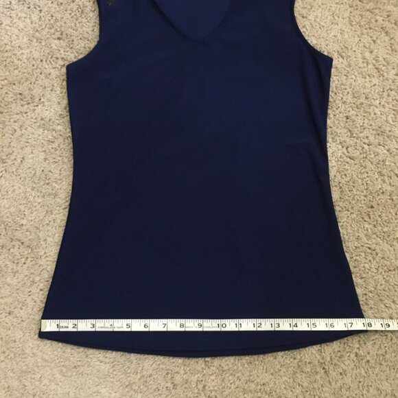 RW&CO. Dark True Blue Zipper Shoulder V-Neck Tank Top Blouse - Picture 11 of 12